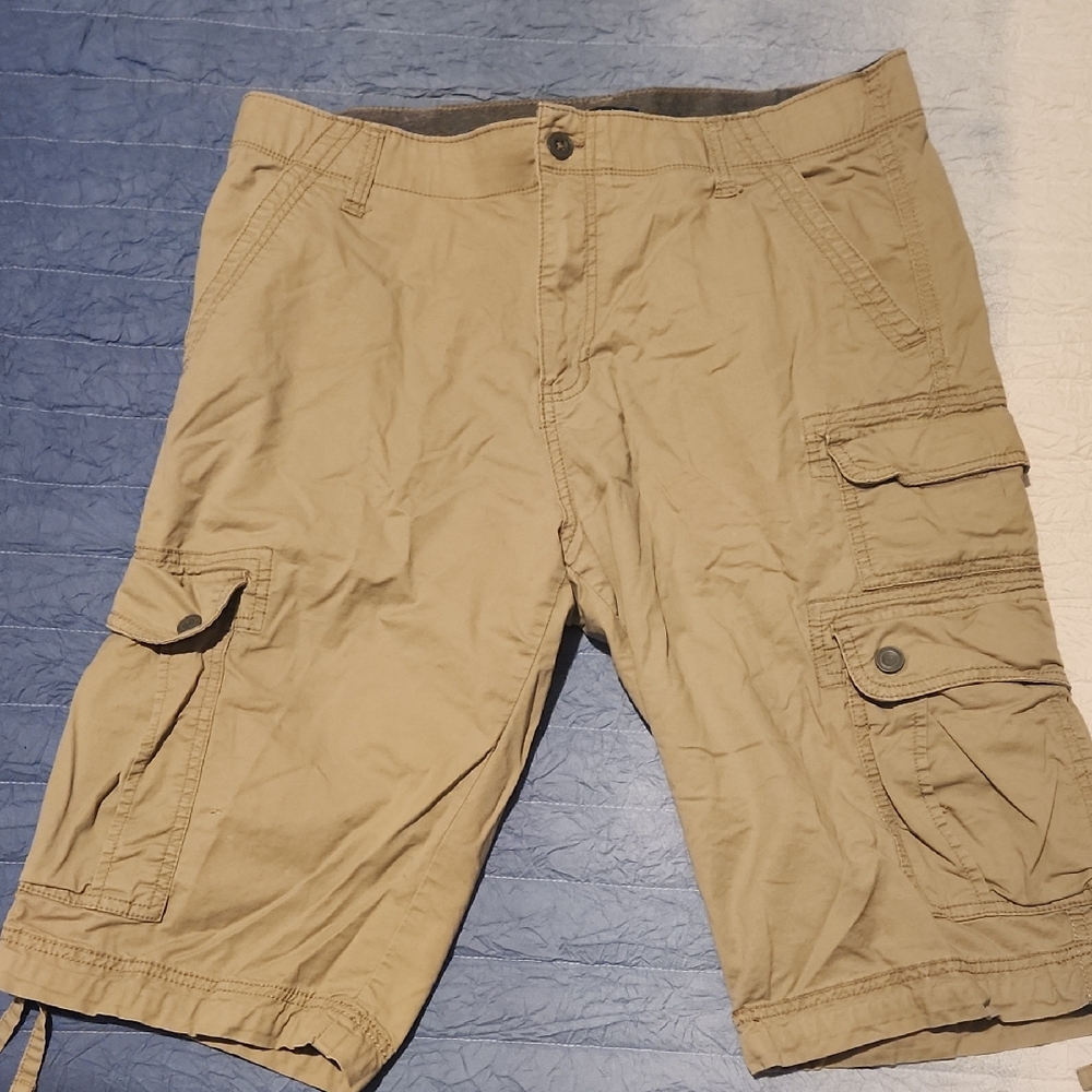 George Tan Cargo Shorts with Utility Pockets
